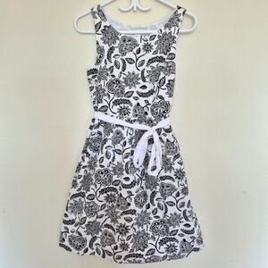 🍁Garnet Hill Black & White Floral Cotton Dress – Size 2